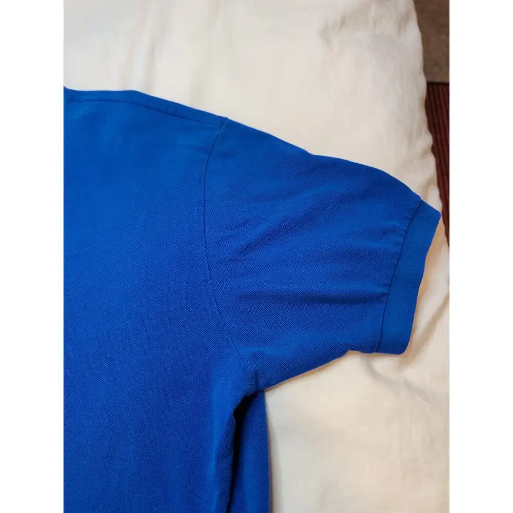 Vintage Polo Ralph Lauren Blue Pique Polo Shirt Red Pony Embroidered Mens XL
